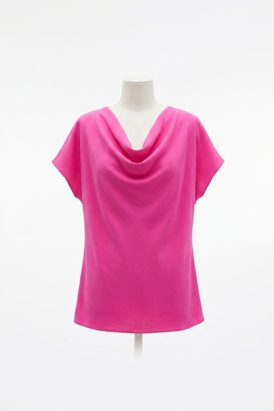 NEW JOSEPH RIBKOFF cowl neck top in ultra pink